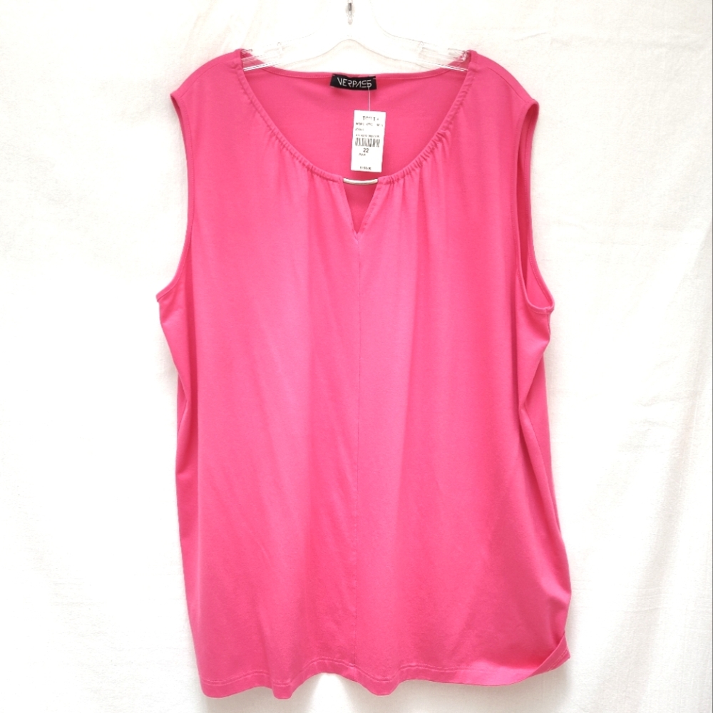 NEW Verpass sleeveless top Barbie pink new stretch blouse metal 22 plus size